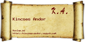 Kincses Andor névjegykártya