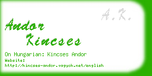 andor kincses business card